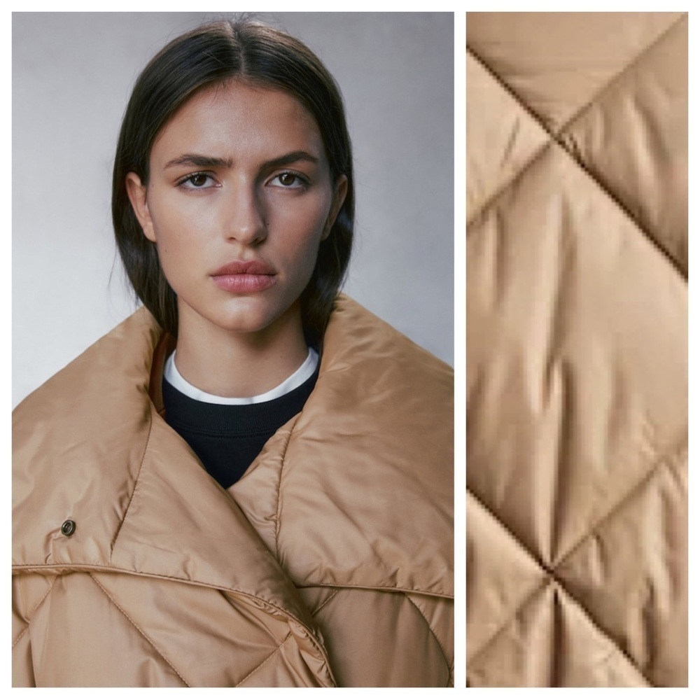 NWT. Massimo Dutti Camel/Light Brown Double-Breasted Puffer Jacket. Size S. - Picture 3 of 11